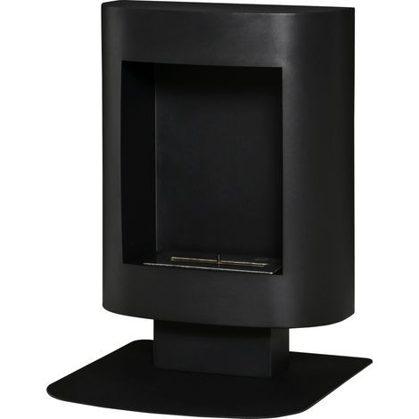 Bioethanol-Kamin, 0,9-Liter-Tank, geeignet für 20 m², 46,5 x 53 x 65 cm, Schwarz