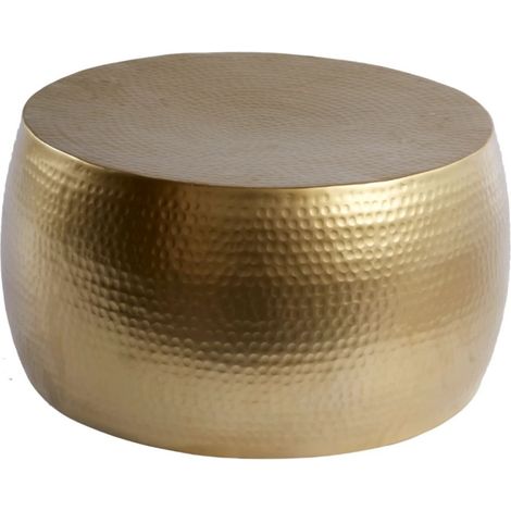 Tavolino TRIANE 60 cm in alluminio dorato – Tavolino rotondo design effetto martellato