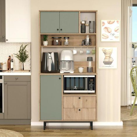 Buffet cuisine bohème niche micro-ondes H 180 cm JENA