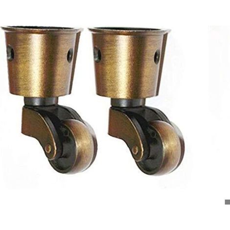 Ensemble de 2 roulettes en laiton massif – Charge maximale 150kg – Fixation à 3 trous – Roulettes silencieuses pour meubles lourds (1/3)