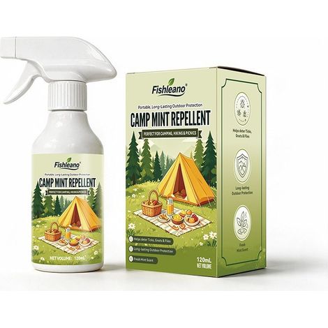 Spray anti-moustiques et insectes longue durée portable FISHLEANO pour l'été - Formule à l'huile de menthe poivrée pour un effet rafraîchissant et apaisant (1/5)