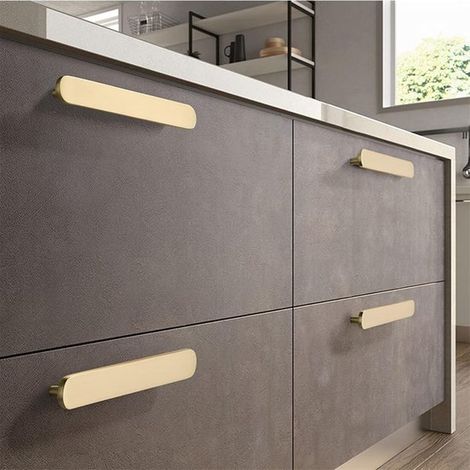 Juego de 6 tiradores para muebles de color dorado: tiradores perfectos para armarios de muebles modernos. (1/4)