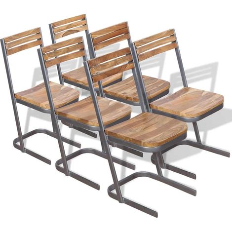 vidaXL Chaises à manger lot de 6 bois de teck massif (1/5)