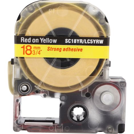 Label Tape PET Replacement Memo Paper for Epson Label Printer for KINGJIM Label MachineRed On Yellow (1/5)