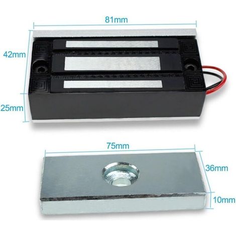 Serrure électromagnétique 60 kg, contrôle d'accès, serrure électronique en métal, DC 12 V, type NC, pour système de sécurité à porte unique (1/4)