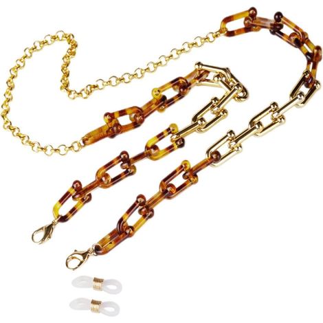 Lightweight and easy-to-carry chain for glasses and wireless headphones, made of animal-patterned resin. Chic accessory for hanging masks or glasses. (1/5)