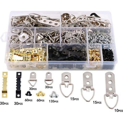415 Pcs Crochet Tableau Mural Accroche Murale Support Cadre Crochets Metal pour Cadre Photo Suspension de Tableaux Attache Murale pour Cadres Encadrement Photo Clous pour Image Miroir (1/5)