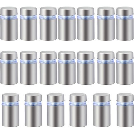 20 Stück Edelstahl-Werbeschrauben, Glasabstandshalter, Befestigungsschrauben, Schilder- und Werbenägel, Hardware-Befestigungsschrauben, rahmenlose Abstandshalterklemmen für Glas, 12 x 20 mm (1/5)