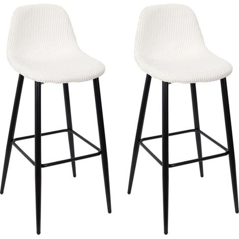 Lot de 2 Chaises de Bar Côtelé "Scott" 100cm Beige (1/5)