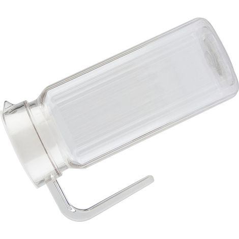 Bouteille de jus transparente en acrylique de 800 ml, rayée, avec couvercle, idéale pour les bars et la maison. Parfaite pour l'eau, les jus frais et les boissons glacées. (1/5)