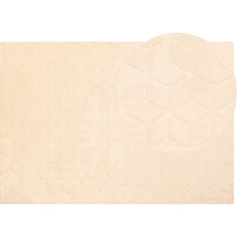 Alfombra beige 160 x 230 cm poliéster piel sintética de conejo pelo largo Thatta (1/5)