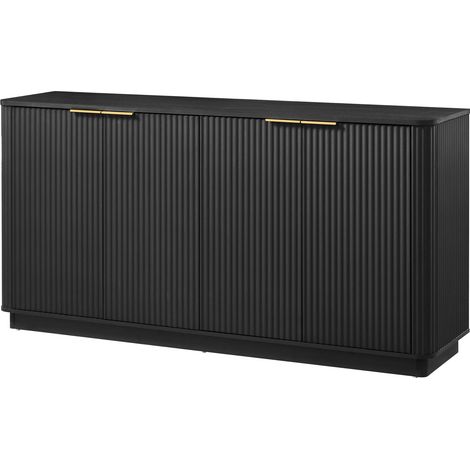CAIziBuffet 160 cm noir design ondulé, rangement, meuble TV salon chambre (1/5)