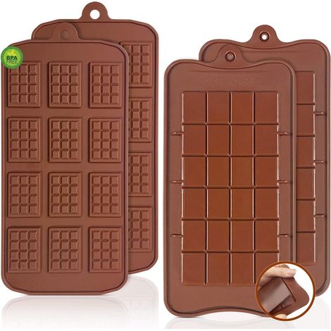 Moule En Silicone - 4 Pièces Pour Chocolat Et Confiserie - Résistant Au Froid Et À La Chaleur - Lavable En Lave-Vaisselle - 12 Et 24 Cavités (1/5)