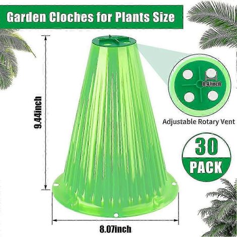 Lot de 30 cloches de jardin respectueuses des plantes, cloches de protection réutilisables avec couvercle de ventilation rotatif, Garden Pro LXWHBYV (1/4)