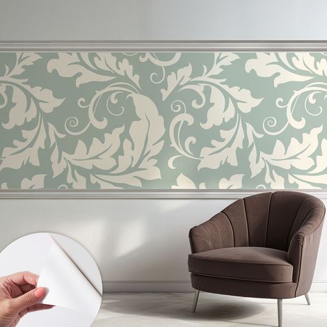 Carta da parati autoadesiva moderna - fotomurale - lavabile - ufficio - design moderno - Foglie decorative 250x104 cm (1/5)