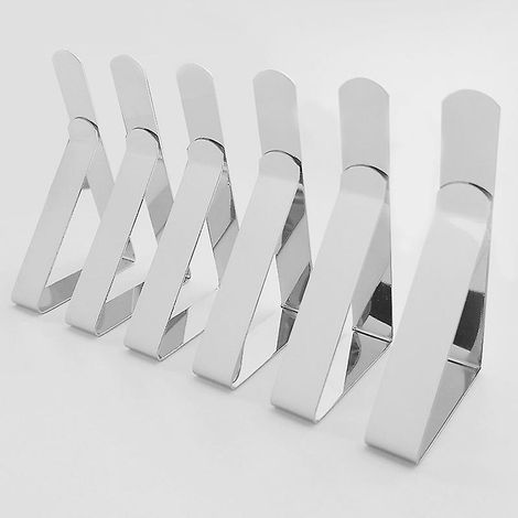 12 Pices7.5x4.5cm Pince Nappe Inoxydable, Attache Nappe De Table Fixation Antidrapant, Nappe Clips Acier Inoxydable, Nappe Table De Jardin, Pour T (1/5)