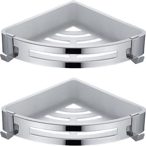 Two-part triangular corner shower shelf, no-drill shower basket, rustproof, bathroom accessory, soap and shampoo holder