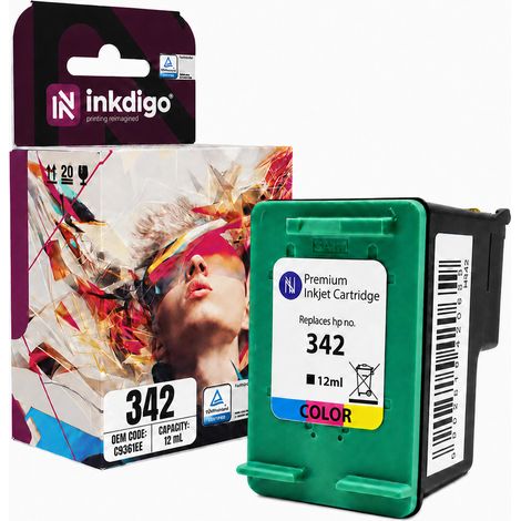 Inchiostro Inkdigo 342 XL compatibile con HP DeskJet 5420V e OfficeJet 6304, certificato TÜV PSC1510. (1/5)