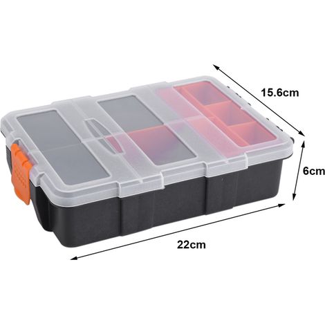 Boîte de rangement robuste en plastique à deux couches pour composants, organisateur de petites pièces et outils (1/5)
