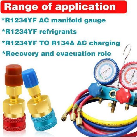 Adaptateur R1234yf vers R134a - Raccord Rapide Haute Pression 17 mm - Basse Pression 14 mm - Pour Recharge Climatisation Auto - Kit de Conversion ×1 (1/5)
