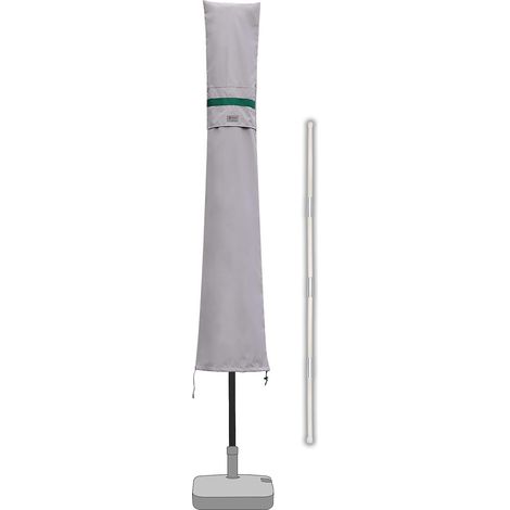 Sekey Housse de Protection pour Ø2m-3.5m Parasol,Couverture de Parasol avec Grilles D’aération,100% Polyester, Gris Clair (1/5)