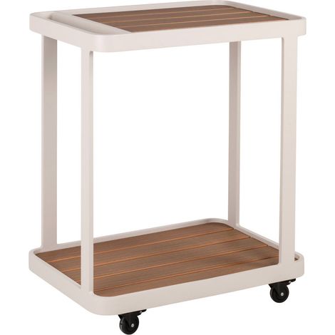 Desserte de jardin à roulettes beige - beige et effet bois (1/5)