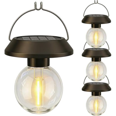 Tragbare Solar-LED-Lampe für Camping und Zelte, Stimmungsleuchte mit Haken, wasserdicht, Hängelampe für Terrasse, rund