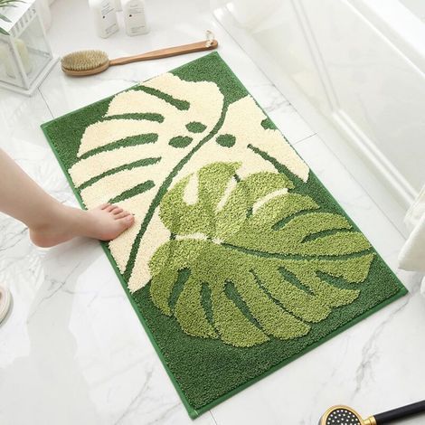 Indoor Doormat, Absorbent, Non-Slip Front and Back Door, Suitable for Indoor Use, Flat Profile, Machine Washable, Doormat, 50x80 cm(green)