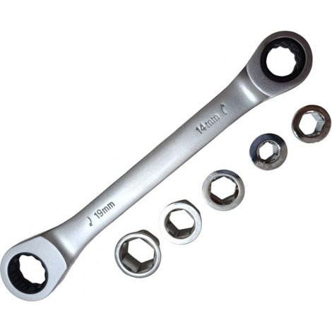 Chiave a Cricchetto 6 in 1 Torx Doppia Testa da 14mm a 19mm Reversibile 324149