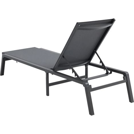 Mophorn Chaiselongue-Sessel, verstellbarer Aluminium-Liegestuhl für Terrasse, Garten und Strand, leichter Klappstuhl mit 5-facher Verstellung, wetterfest, Dunkelgrau