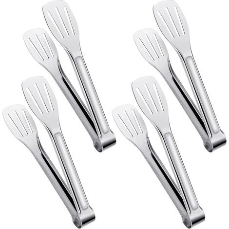 Pinces de service, pinces de cuisine, pinces à buffet, pinces alimentaires en acier inoxydable, petites pinces, lot de 4 (18 cm) (1/5)