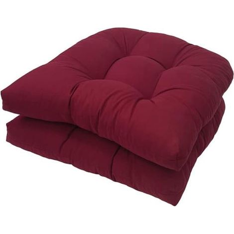 Housse de coussin bordeaux en rotin en forme de U pour canapé et fauteuil de jardin (2 pièces), 48 x 48 cm (1/5)