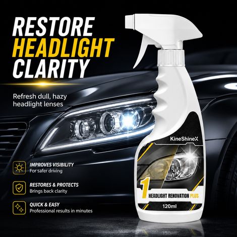 KineShineX Scheinwerfer-Aufbereitungs- und Reparaturspray – Entfernt Vergilbung und Oxidation von Scheinwerferabdeckungen, Wartungsspray (1/5)