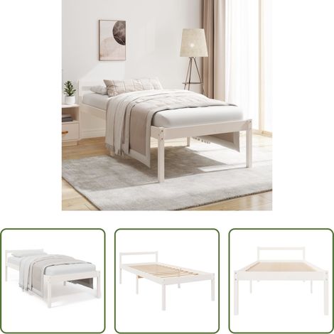 vidaXL Lit surélevé - Lit pour personne âgée sans matelas blanc 90x190 cm (1/5)