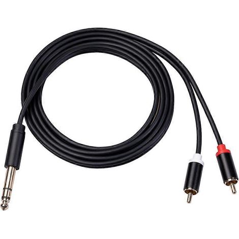 Câble RCA mâle 6,35 mm vers 2 adaptateurs RCA en Y - 3 mètres - (1/5)