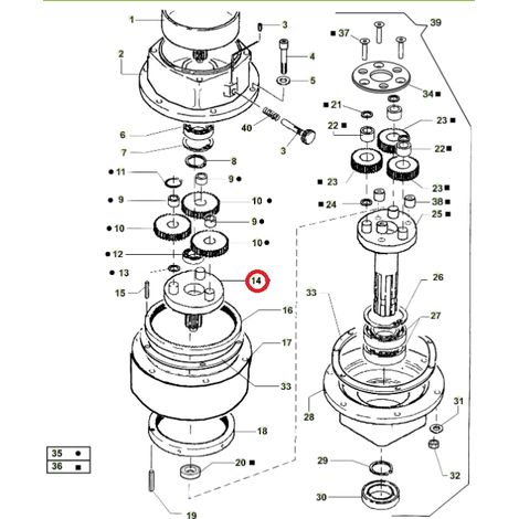 ORIGINAL ACTIVE sinfín t143 modelos t143 023430 soporte satélite primera etapa con pasadores
