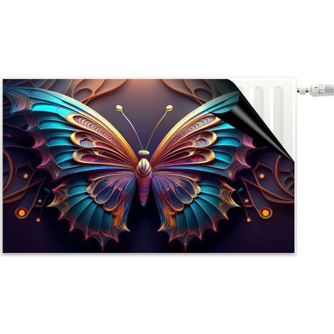 Cache-radiateur décoratif, tapis de radiateur magnétique coloré, motif papillon (1/4)