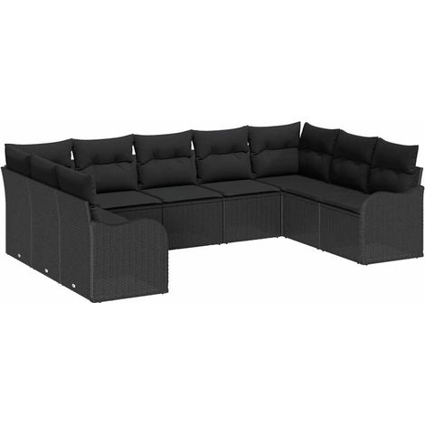 Maison Exclusive - Gartensofa-set Schwarz Poly-Rattan