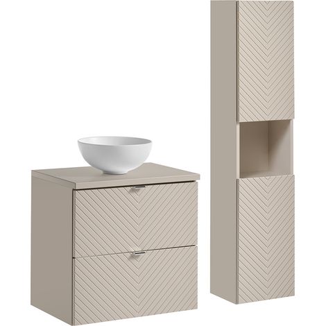 Badmöbel Set 2-teilig in kaschmir mit 60 cm Waschtisch VERACRUZ-56 (1/5)