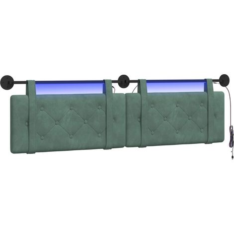 Testiera Testata del letto sospesa Con luce LED Verde Mare Velluto (1/5)