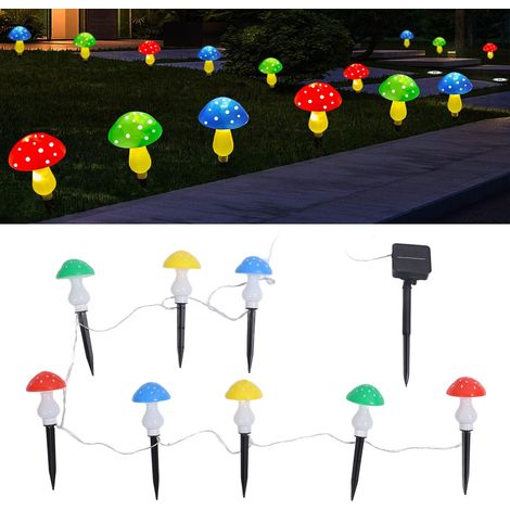 Guirlandes lumineuses solaires en forme de champignon pour jardins et terrasses extérieures, décorations de Noël, guirlandes lumineuses LED en forme de champignon pour pelouse. (1/5)