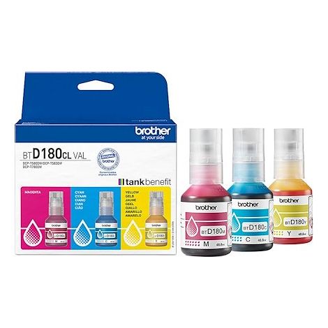 Bouteille d'encre - Brother - BTD180CLVAL - Cyan/Magenta/Jaune - 5000 pages - Pack de 3 - Standard (1/3)