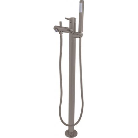 Mitigeur baignoire sur pied SEINA en laiton gris métal brossé H. 93,2 cm (1/4)