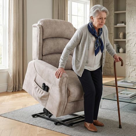 Fauteuil releveur électrique massage par vibrations et chaleur, fauteuil relax électrique en velours, 80x160x82cm, beige (1/5)