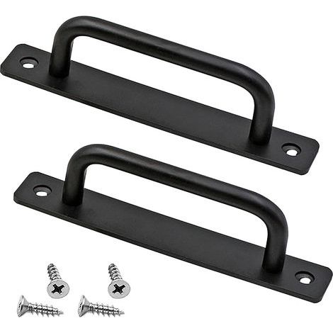 Poignée de porte,Poignée de porte de grange robuste 2 pièces Poignée de porte coulissante Poignées de porte poussoir avec plaque arrière Poignées de barre d'appui en alliage d'aluminium pour meubles (1/5)