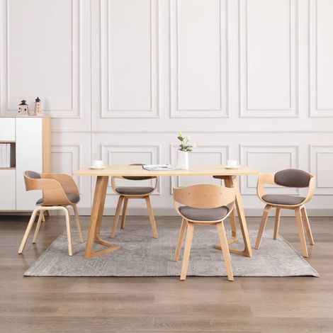 Lot de 4 chaises de salle à manger en bois courbé et tissu taupe - PANGIVO (1/5)