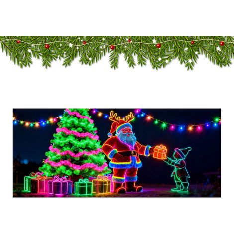 Housse de Porte de Garage de Noël Toile Fluorescente 2D Plate Santa Cartoon Décor Bannière Porte Garage Noël pour Extérieur Plein Air Intérieur Fête Porche Mur Portail Jardin (1/5)