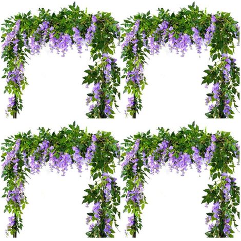 Lot de 4 guirlandes de glycine artificielles de 2,1 m, en rotin, à suspendre, pour cérémonie en plein air