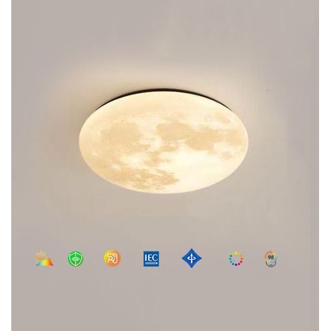 Plafoniera a LED Ø33 cm – Lampada lunare dimmerabile con telecomando – Funzione notturna e memoria – Plastica ad alta trasmissione luminosa (1/4)
