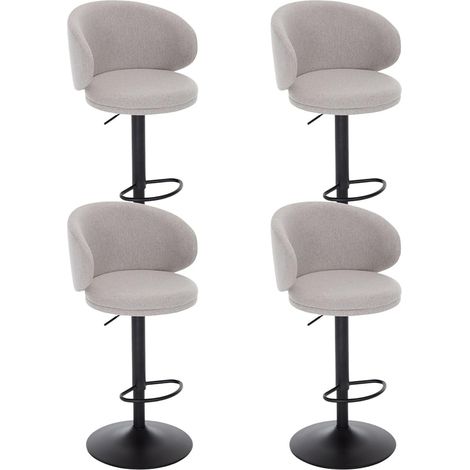 Taburetes de Bar Juego de 4 en Tela con Respaldo de Diseño Especial Taburetes de Mostrador Modernos para Hogar Bar Cocina Restaurante, Gris, Wahson (1/5)